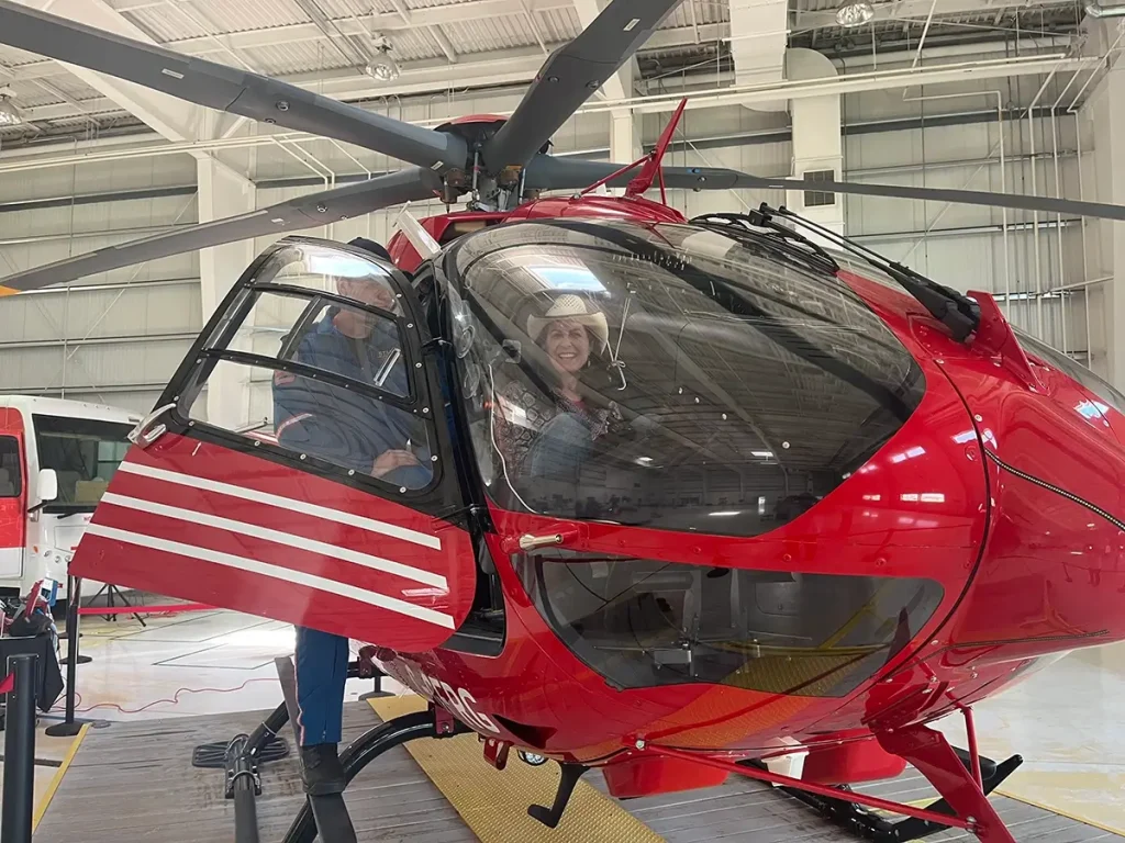 Jacquie Drew in a STARS helicopter